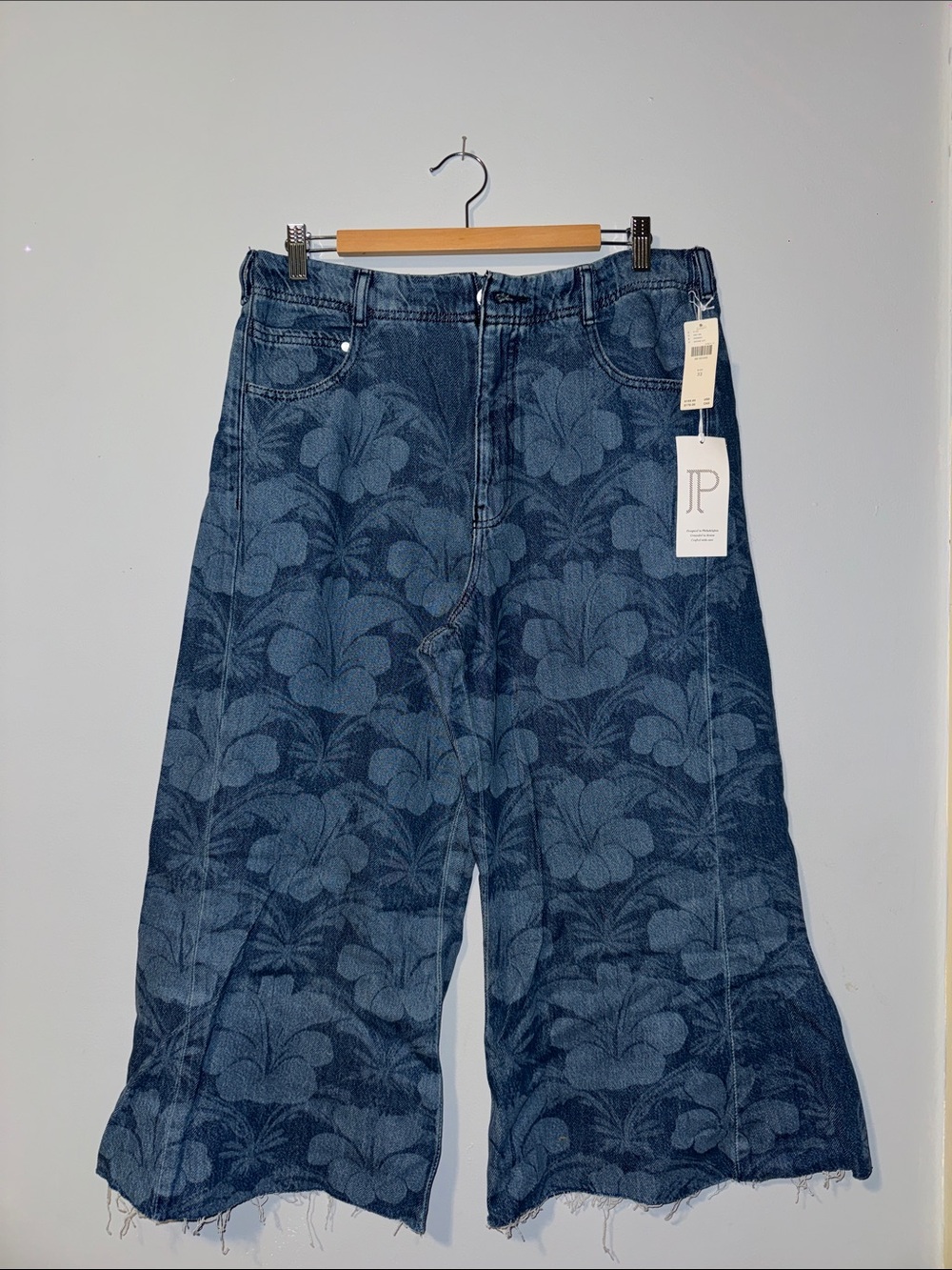 Anthropologie Blue Floral Bootcut Jeans